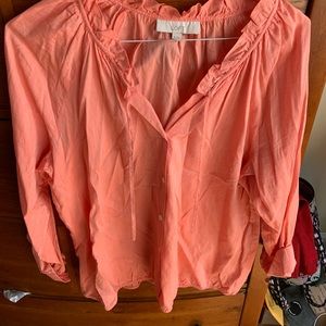 The Lift coral blouse. Button up with string top